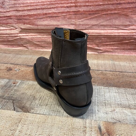 Men's Genuine Leather Biker Brown Ankle Boots Handmade in Mexico Half Boots - Picture 2 of 7